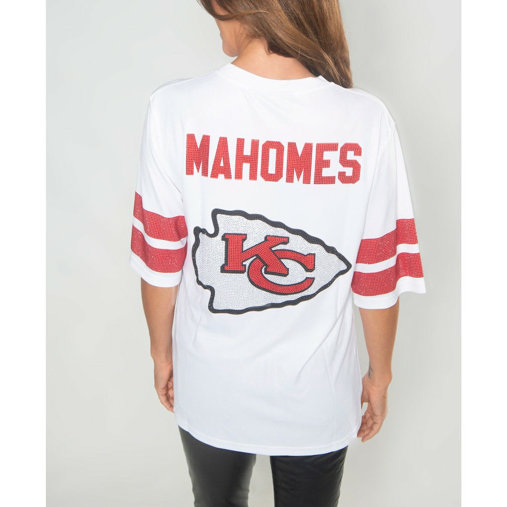 Kansas City Chiefs Cuce Women's Crystal V-Neck Tunic - White outlet