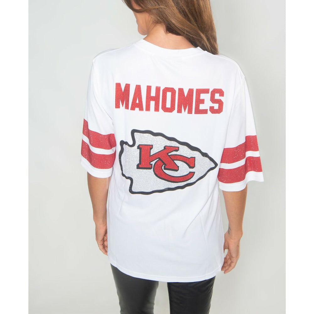 Kansas City Chiefs Cuce Women's Crystal V-Neck Tunic - White outlet