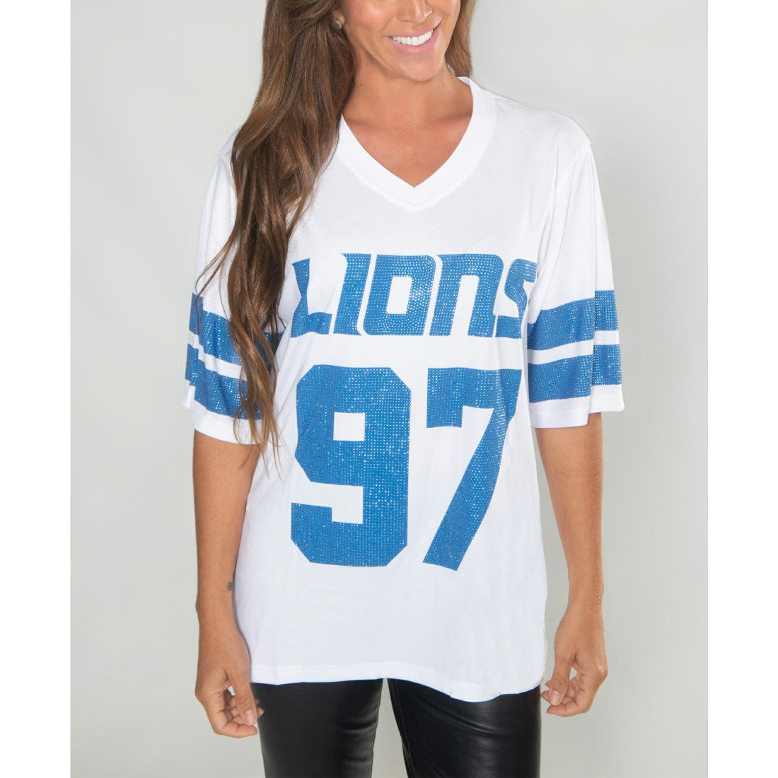 Aidan Hutchinson Detroit Lions Cuce Women's Crystal V-Neck Tunic - White online