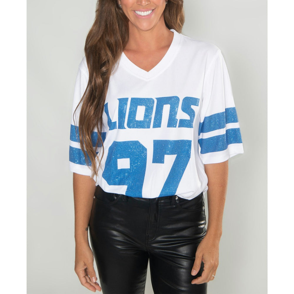 Aidan Hutchinson Detroit Lions Cuce Women's Crystal V-Neck Tunic - White online
