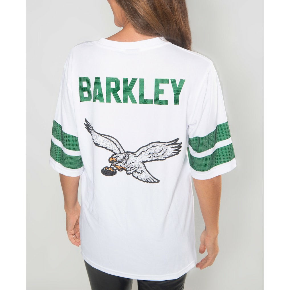 Saquon Barkley Philadelphia Eagles Cuce Women's Crystal V-Neck Tunic - White online