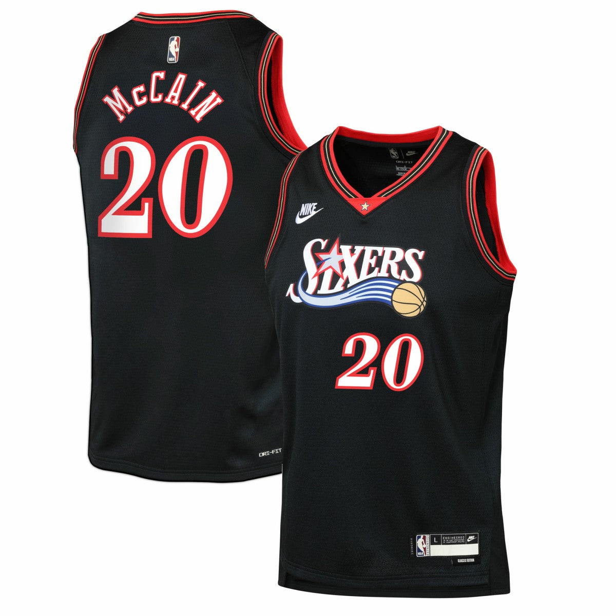 Jared McCain Philadelphia 76ers Youth Swingman Jersey - Classic Edition - Black cheap