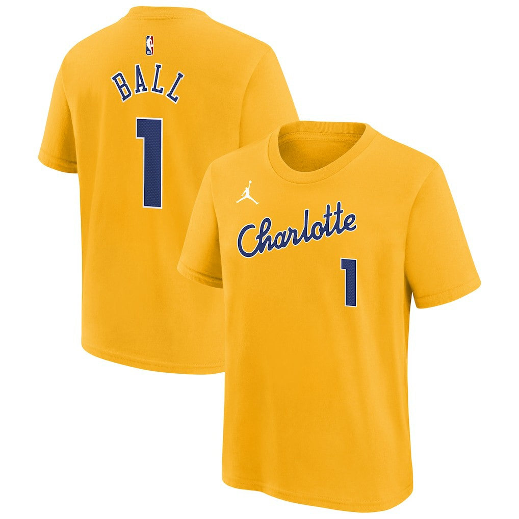 LaMelo Ball Charlotte Hornets Youth 2025/26 City Edition Name & Number T-Shirt - Yellow shop