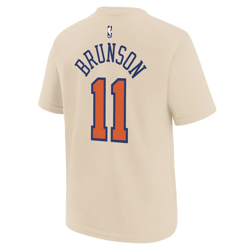 Jalen Brunson New York Knicks Youth 2025/26 City Edition Name & Number T-Shirt - Cream for sale