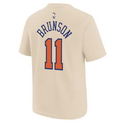 Jalen Brunson New York Knicks Youth 2025/26 City Edition Name & Number T-Shirt - Cream for sale
