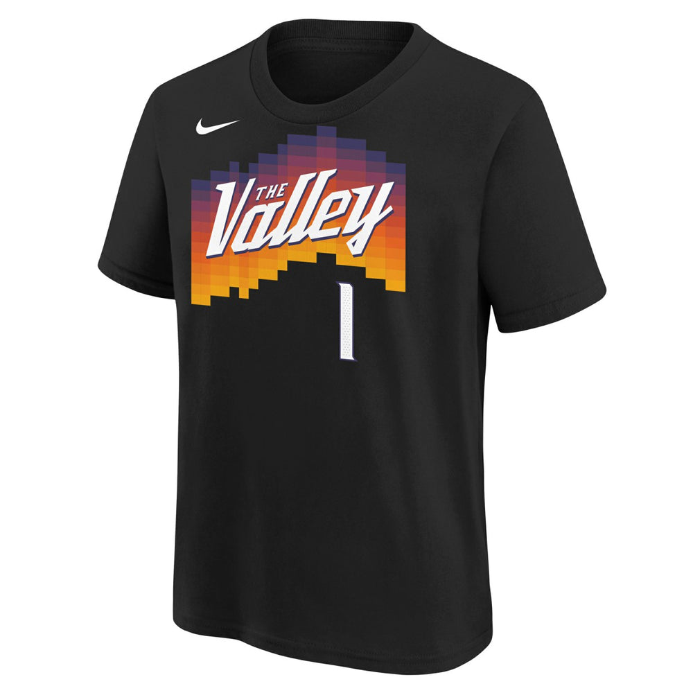Devin Booker Phoenix Suns Youth 2025/26 City Edition Name & Number T-Shirt - Black on sale