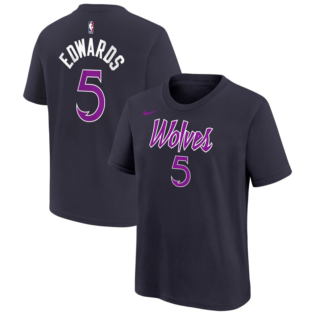Anthony Edwards Minnesota Timberwolves Youth 2025/26 City Edition Name & Number T-Shirt - Purple on sale