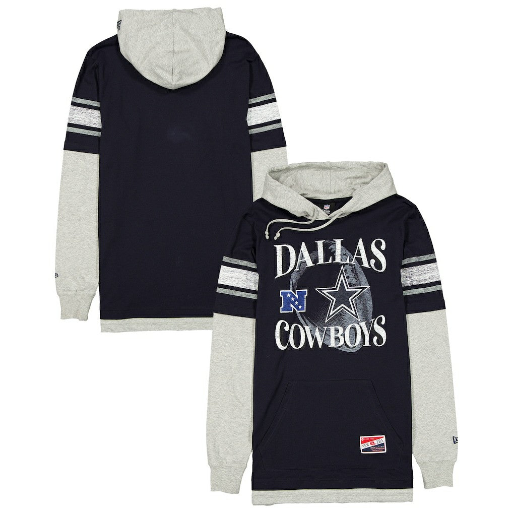 Dallas Cowboys New Era Twofer Layered Long Sleeve Hoodie T-Shirt - Navy cheap