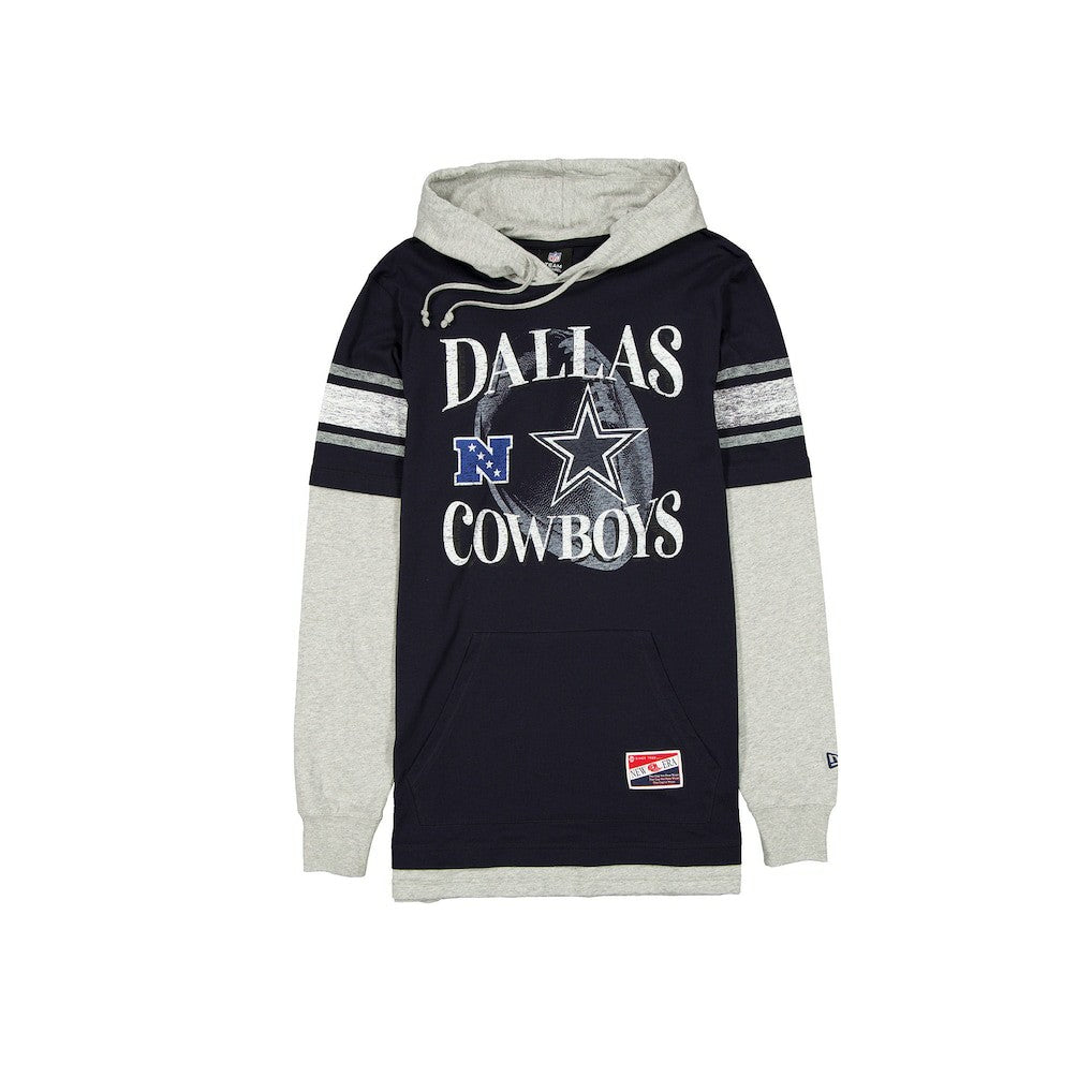 Dallas Cowboys New Era Twofer Layered Long Sleeve Hoodie T-Shirt - Navy cheap