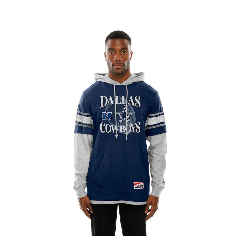 Dallas Cowboys New Era Twofer Layered Long Sleeve Hoodie T-Shirt - Navy cheap
