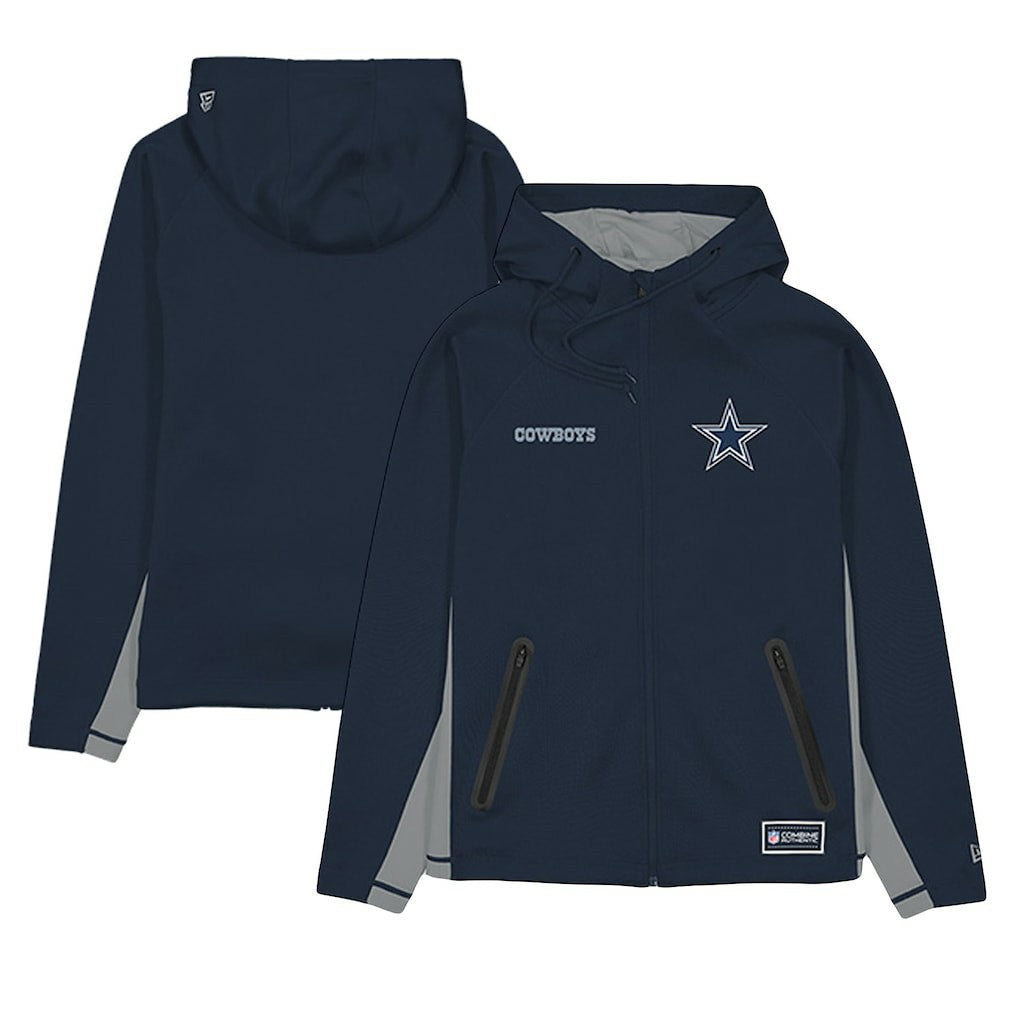 Dallas Cowboys New Era Combine Authentic Raglan Scuba Full-Zip Hoodie - Navy cheap