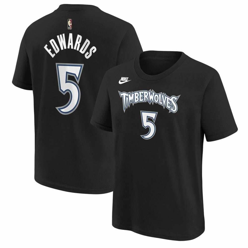 Anthony Edwards Minnesota Timberwolves Youth Name & Number T-Shirt - Classic Edition - Black for sale