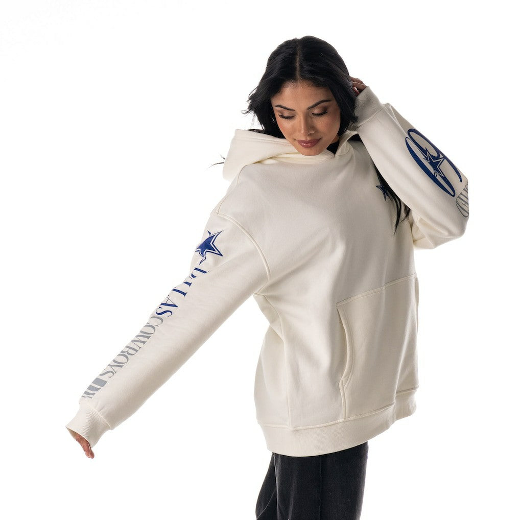 Dallas Cowboys The Wild Collective Unisex Stacked Graphic Sleeve Fleece Hoodie - White online