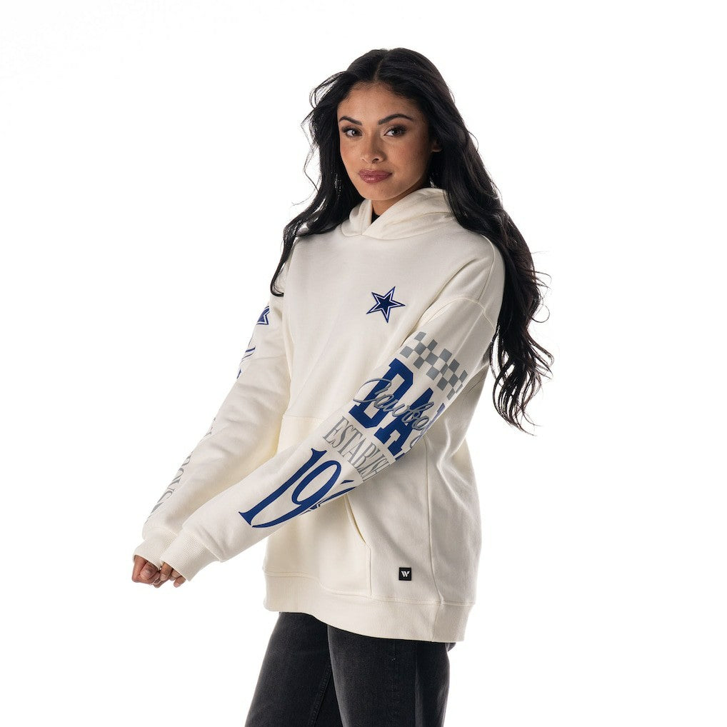Dallas Cowboys The Wild Collective Unisex Stacked Graphic Sleeve Fleece Hoodie - White online