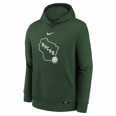 Milwaukee Bucks Youth 2025/26 City Edition Club Fleece Pullover Hoodie - Hunter Green on sale