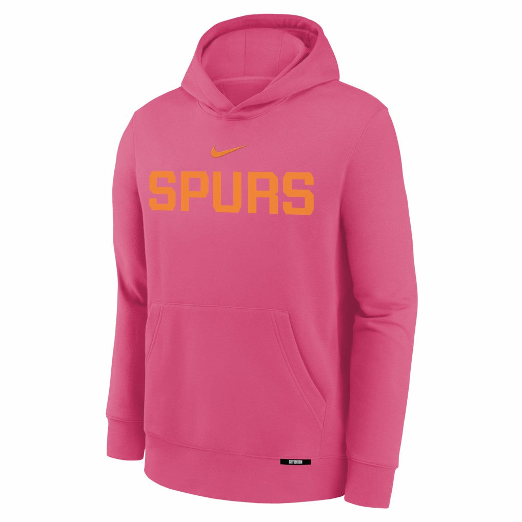 San Antonio Spurs Youth 2025/26 City Edition Club Fleece Pullover Hoodie - Pink sale