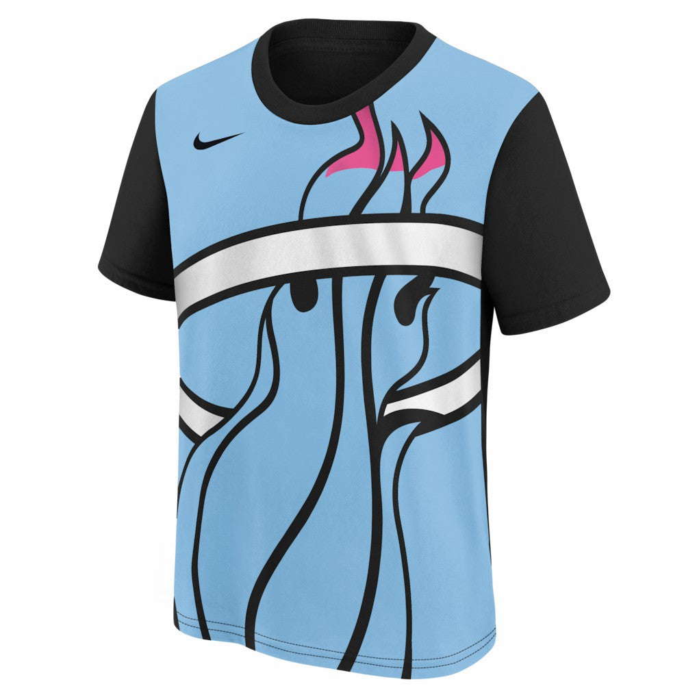 Miami Heat Youth 2025/26 City Edition Max90 T-Shirt - Light Blue/Black sale