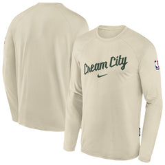 Milwaukee Bucks Youth 2025/26 City Edition Dri-Fit Long Sleeve Game Top - White for sale