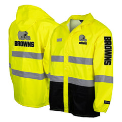 Cleveland Browns Hi-Vis Safety Waterproof Rainshell Full-Zip Hooded Jacket - Yellow cheap