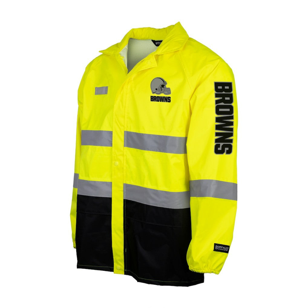 Cleveland Browns Hi-Vis Safety Waterproof Rainshell Full-Zip Hooded Jacket - Yellow cheap