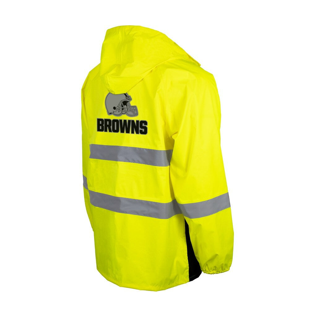 Cleveland Browns Hi-Vis Safety Waterproof Rainshell Full-Zip Hooded Jacket - Yellow cheap