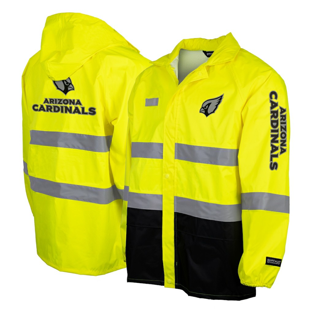 Arizona Cardinals Hi-Vis Safety Waterproof Rainshell Full-Zip Hooded Jacket - Yellow discount
