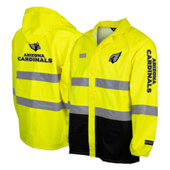 Arizona Cardinals Hi-Vis Safety Waterproof Rainshell Full-Zip Hooded Jacket - Yellow discount