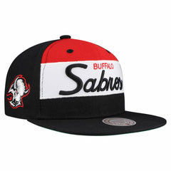 Buffalo Sabres Mitchell & Ness Retro Script Colorblock Snapback Hat - Black Hats