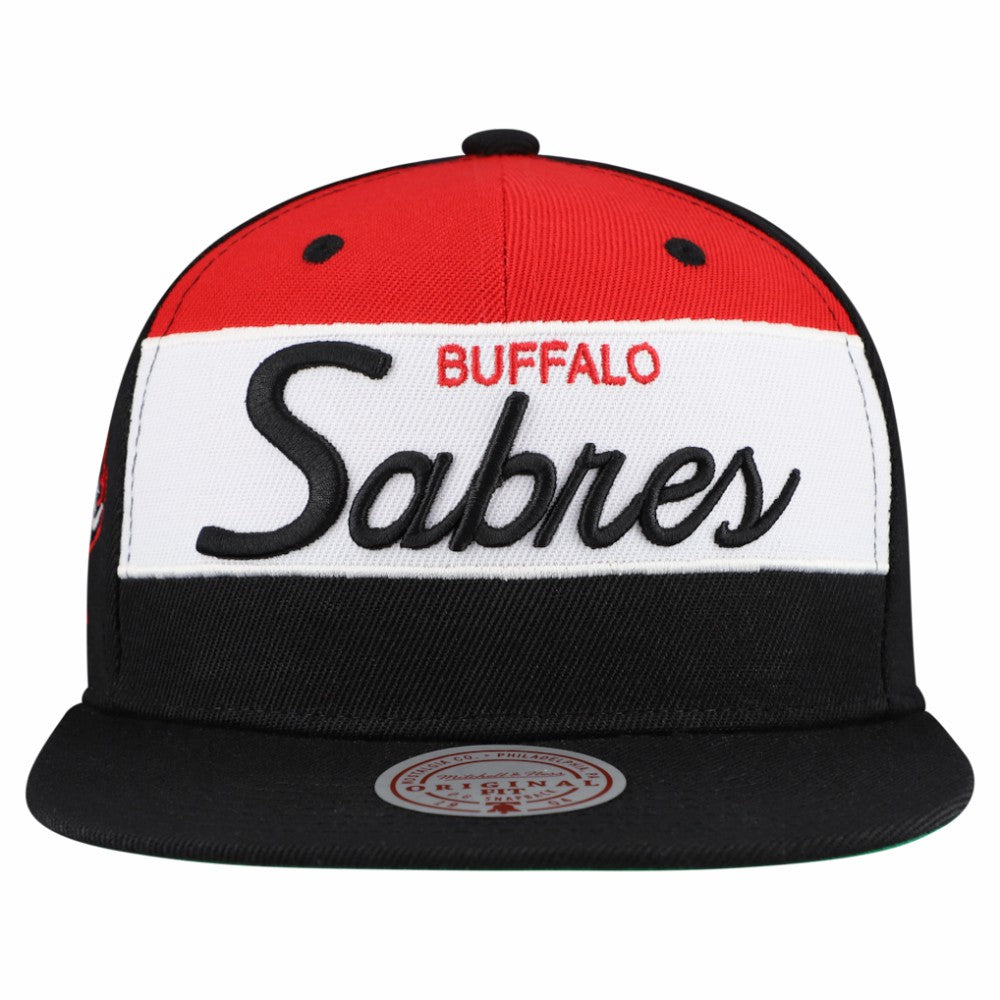 Buffalo Sabres Mitchell & Ness Retro Script Colorblock Snapback Hat - Black Hats