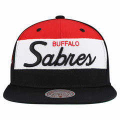 Buffalo Sabres Mitchell & Ness Retro Script Colorblock Snapback Hat - Black Hats