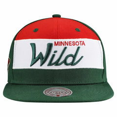 Minnesota Wild Mitchell & Ness Retro Script Colorblock Snapback Hat - Green Hats