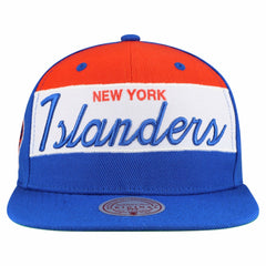 New York Islanders Mitchell & Ness Retro Script Colorblock Snapback Hat - Royal Hats