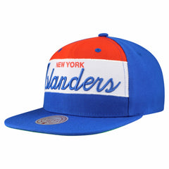 New York Islanders Mitchell & Ness Retro Script Colorblock Snapback Hat - Royal Hats