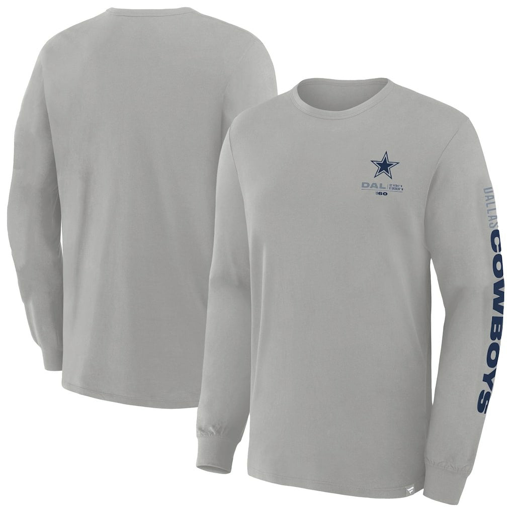 Dallas Cowboys Big & Tall Clock Management Legacy Long Sleeve T-Shirt - Heather Gray for sale