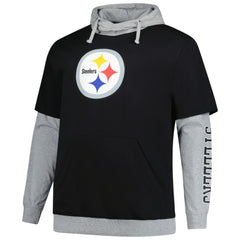 Pittsburgh Steelers Big & Tall Twofer Pullover Hoodie - Black/Heather Gray on sale