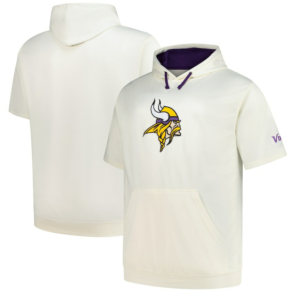 Minnesota Vikings Profile Big & Tall Chest Print and Logo Short Sleeve Pullover Hoodie - Oatmeal for sale
