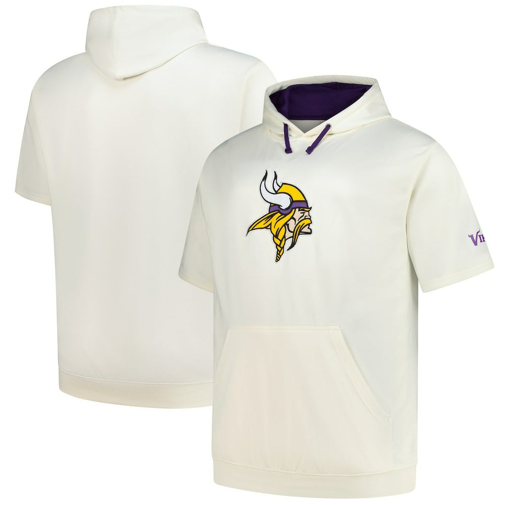 Minnesota Vikings Profile Big & Tall Chest Print and Logo Short Sleeve Pullover Hoodie - Oatmeal for sale