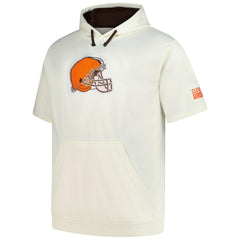 Cleveland Browns Profile Big & Tall Chest Print and Logo Short Sleeve Pullover Hoodie - Oatmeal online