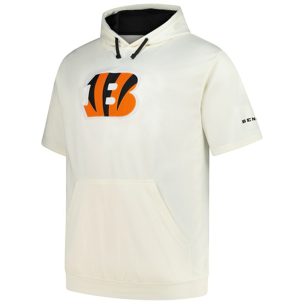 Cincinnati Bengals Profile Big & Tall Chest Print and Logo Short Sleeve Pullover Hoodie - Oatmeal cheap