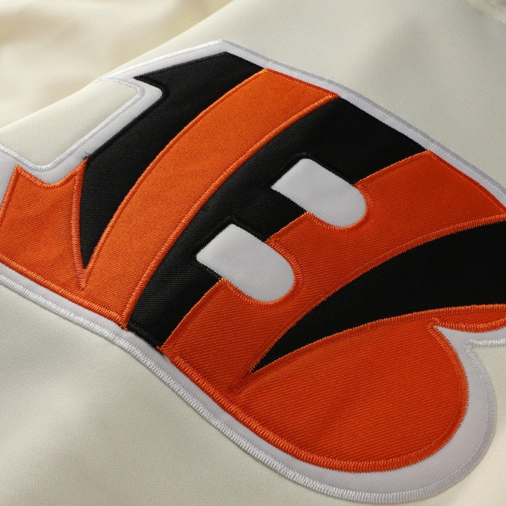 Cincinnati Bengals Profile Big & Tall Chest Print and Logo Short Sleeve Pullover Hoodie - Oatmeal cheap