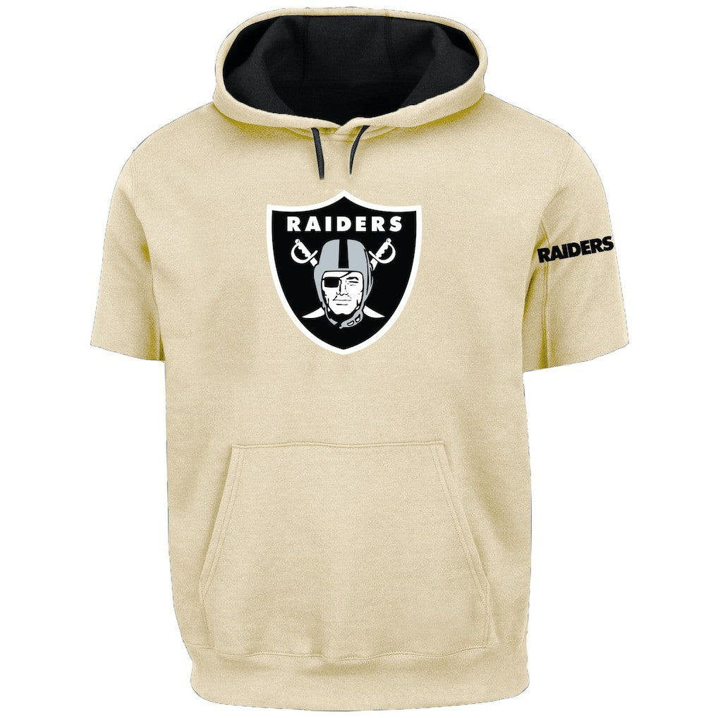 Las Vegas Raiders Profile Big & Tall Chest Print and Logo Short Sleeve Pullover Hoodie - Oatmeal on sale