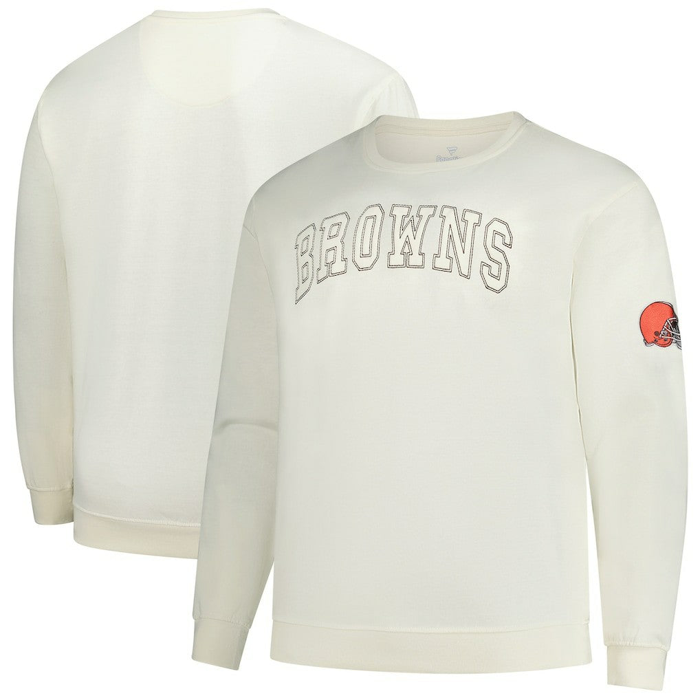 Cleveland Browns Profile Big & Tall Fleece Sweatshirt - Cream sale