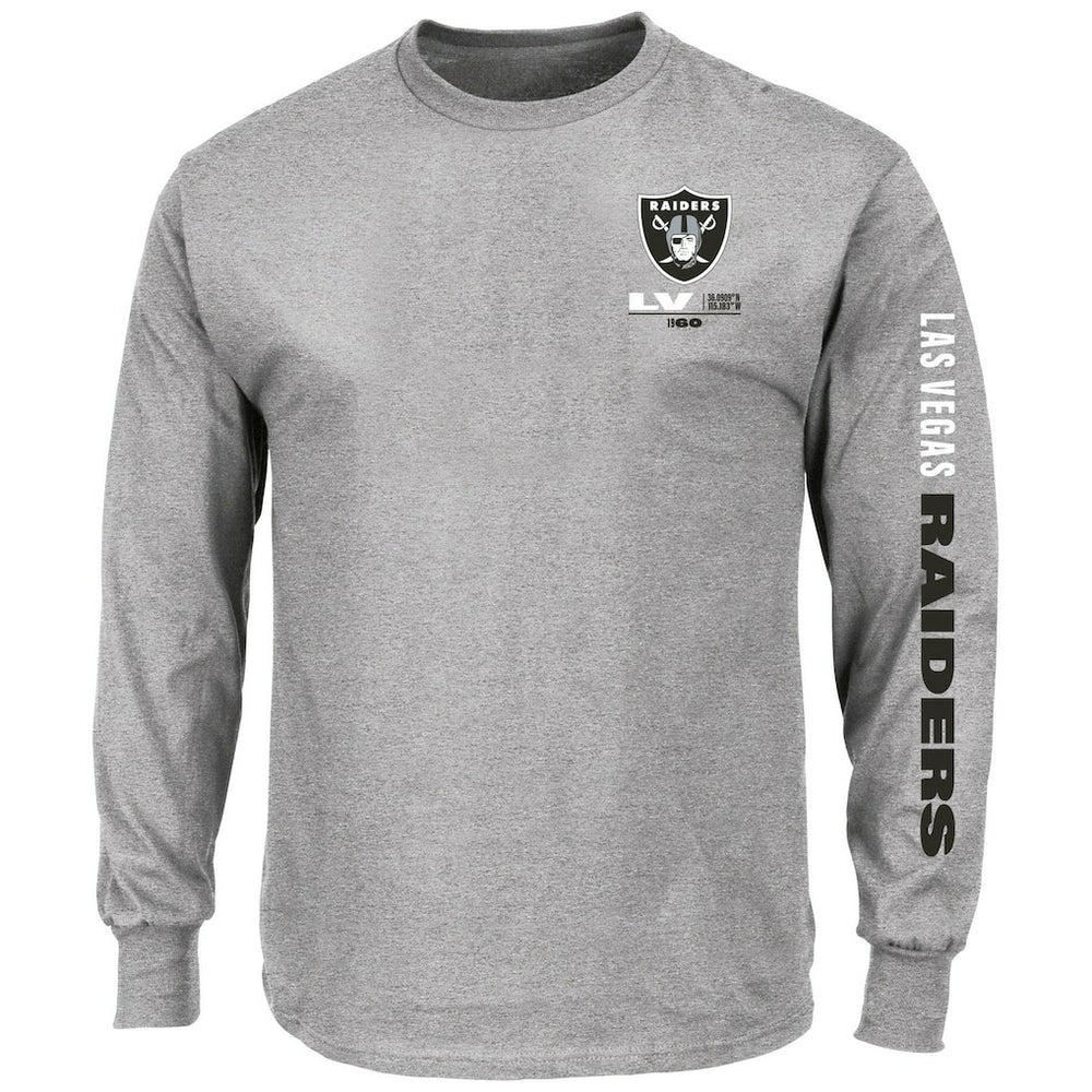Las Vegas Raiders Big & Tall Clock Management Legacy Long Sleeve T-Shirt - Heather Gray on sale