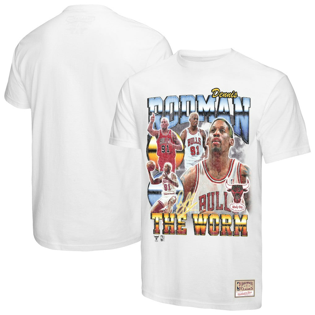 Dennis Rodman Chicago Bulls Hardwood Classics Commemorative Player Collage T-Shirt sale - White sale