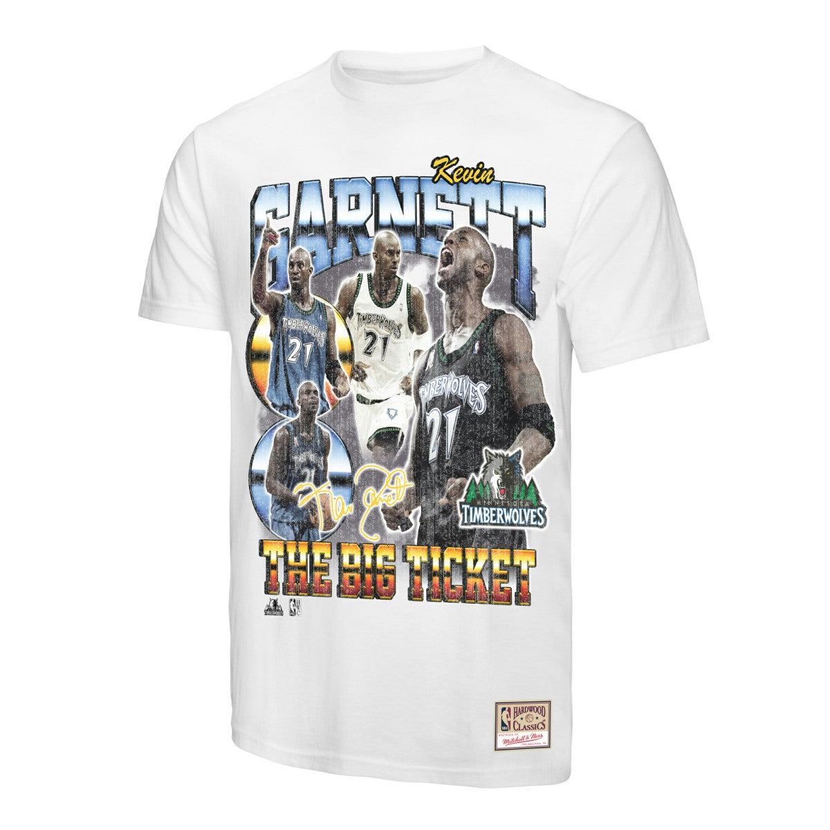 Kevin Garnett Minnesota Timberwolves Hardwood Classics Commemorative Player Collage T-Shirt - White on sale