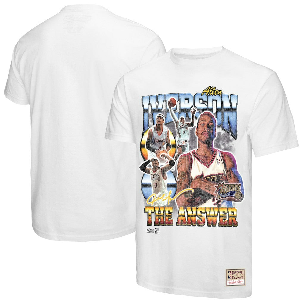 Allen Iverson Philadelphia 76ers Hardwood Classics Commemorative Player Collage T-Shirt - White sale