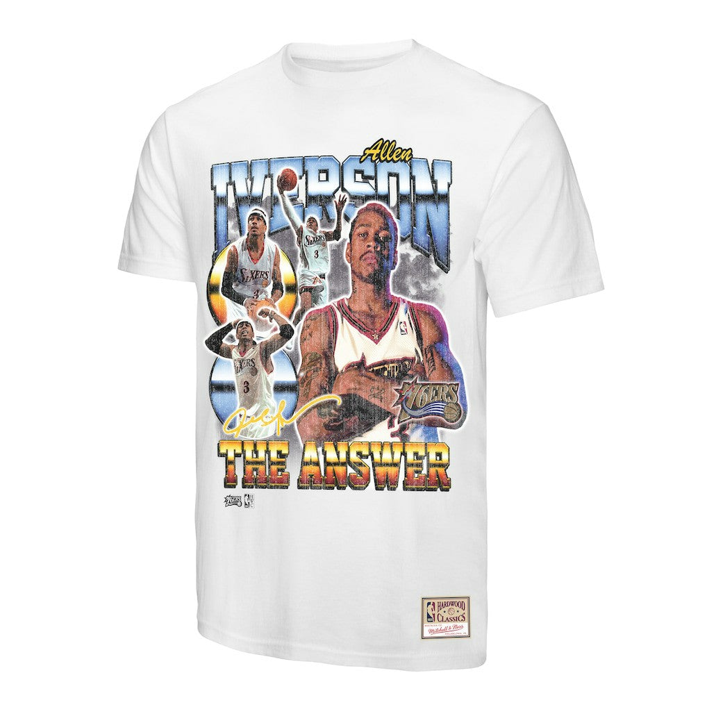 Allen Iverson Philadelphia 76ers Hardwood Classics Commemorative Player Collage T-Shirt - White sale