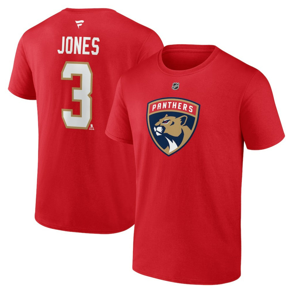 Seth Jones Florida Panthers Fanatics Authentic Stack Name & Number T-Shirt - Red T-shirts