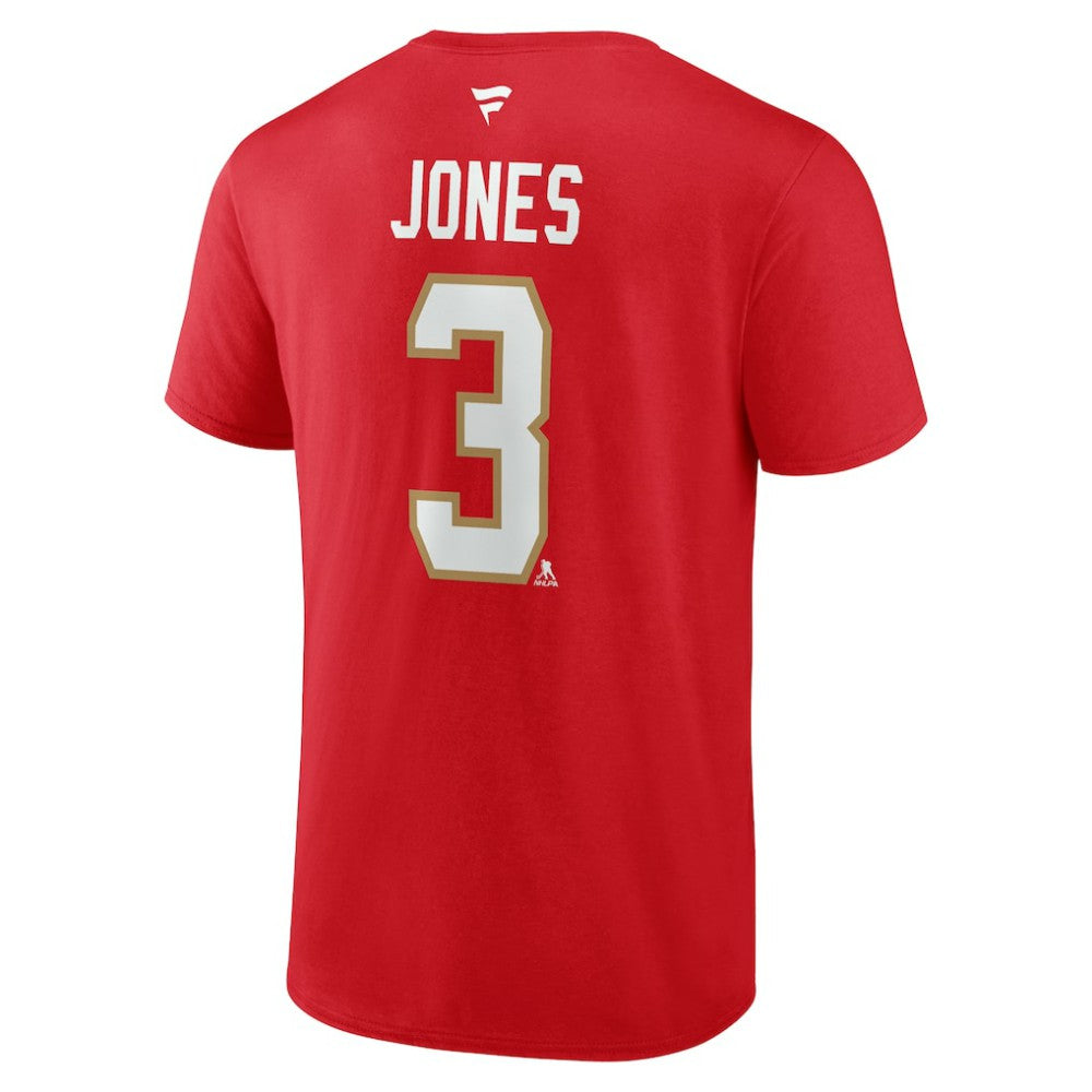 Seth Jones Florida Panthers Fanatics Authentic Stack Name & Number T-Shirt - Red T-shirts