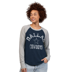 Dallas Cowboys G-III 4Her by Carl Banks Women's Waffle Knit Raglan Long-Sleeve T-Shirt - Navy/Gray on sale